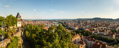 Panorama view from the top of schlossberg hill over the city photo