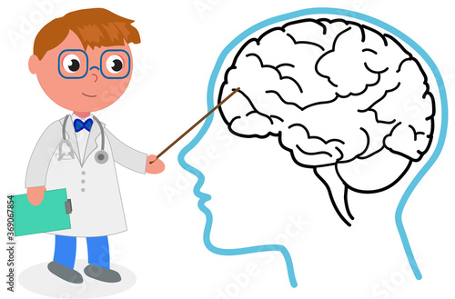 Human brain and neurologist doctor vector illustration