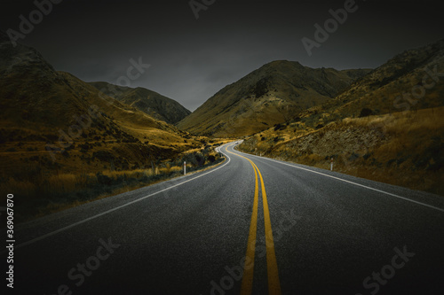 a road at the south island of New Zealand