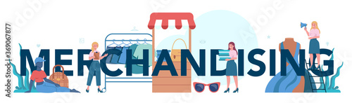 Store merchandising typographic header. Shop and showcase