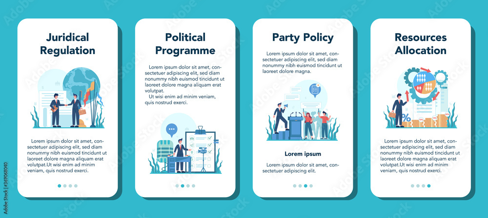 Politician mobile application banner set. Idea of election Politician mobile application banner set. Idea of election