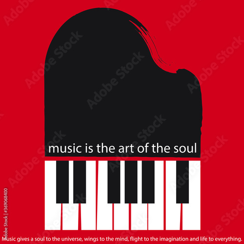 Musical poster for your design. Music elements design for card, invitation, flyer. Music background vector illustration. Music piano keyboard. Grand piano.