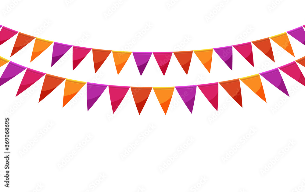 Fototapeta premium Paper bunting party flags isolated on white