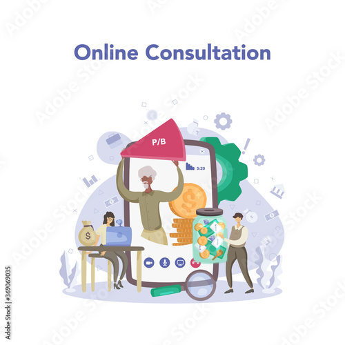 Investor online service or platform. Idea of financial support.