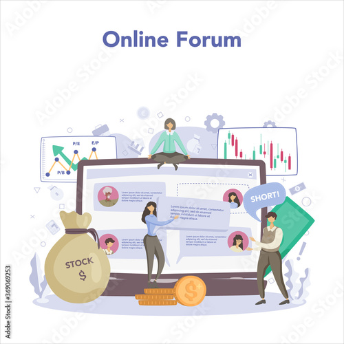 Trader, financial investment online service or platform. Stock