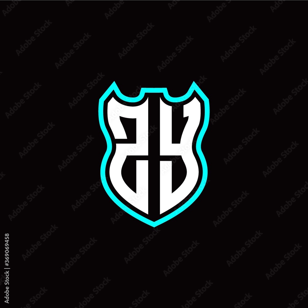 Z Y initial logo design with shield shape Z Y initial logo design with shield shape