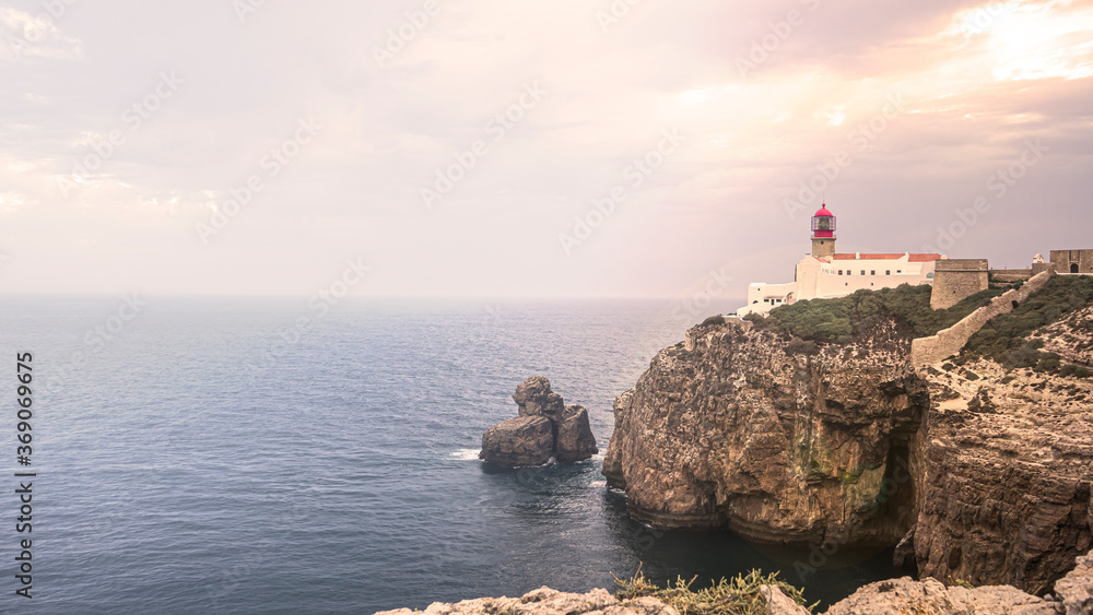 Sagres Lighthouse, Algarve, Portugal. The Land's End of Portugal