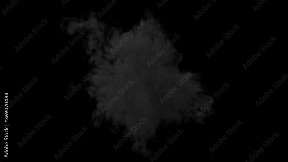 Ultra realistic explosion with thick black smoke on an isolated black background in slow motion. 3d render Ultra realistic explosion with thick black smoke on an isolated black background in slow motion. 3d render