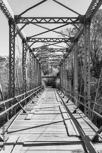 railway bridge in black and white