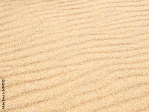 Golden sand wave texture dune background on beach. Top view