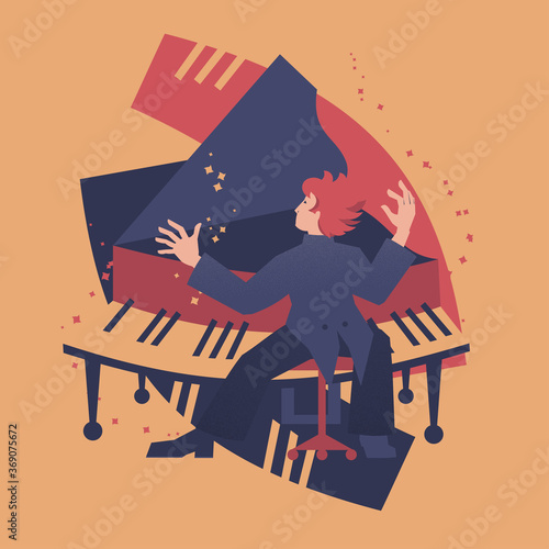 Piano player abstract vector illustration. Musicians series.