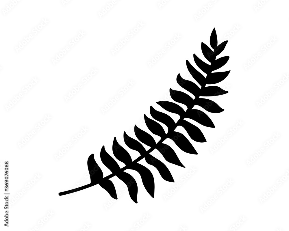 Obraz premium Doodle fern icon isolated on white. Stencil plant. Leaf vector stock illustration. EPS 10