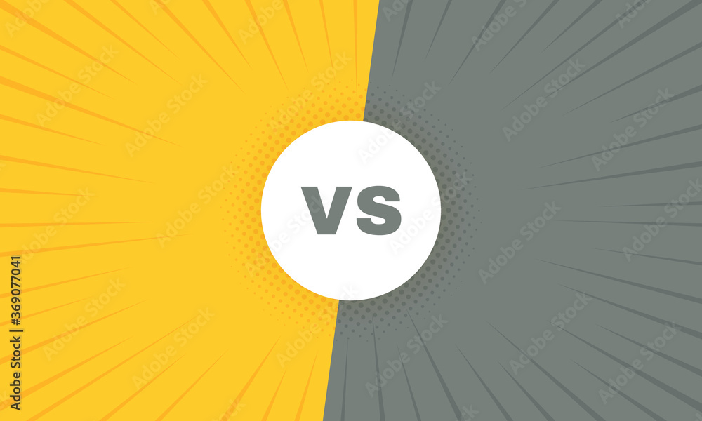 Versus battle retro background with sun rays and halftone. Vs battle headline. Competitions between contestants, fighters or teams. Vector illustration
