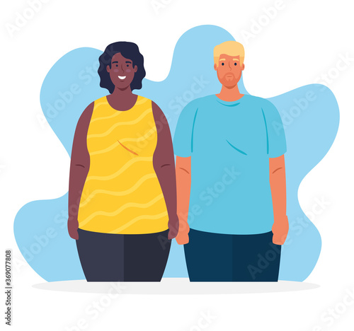 multiethnic young couple, diversity and multiculturalism concept