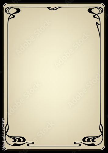 Ornate golden and black framework. Art Nouveau style of 1920s. A3, A4 page size. 