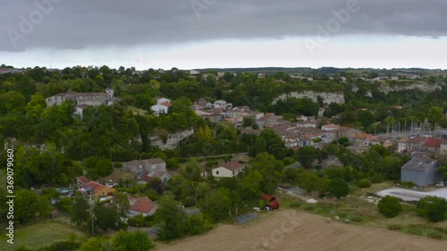 Aerial view of a french little town - 4K