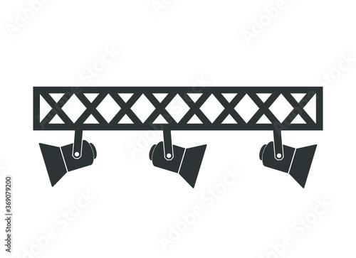 Spotlight lamp icon. Stage light icon.     Stage light  equipment  icon.  Podium lights vector illustration.  Scene spotlights vector. 