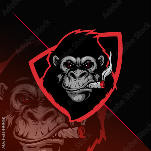 Gorilla head with cigarette