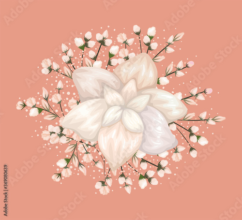 white flower painting design, natural floral nature plant ornament garden decoration and botany theme Vector illustration