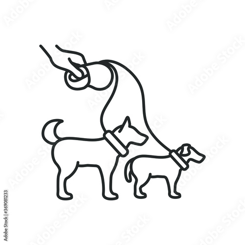 two dogs on a leash concept icon