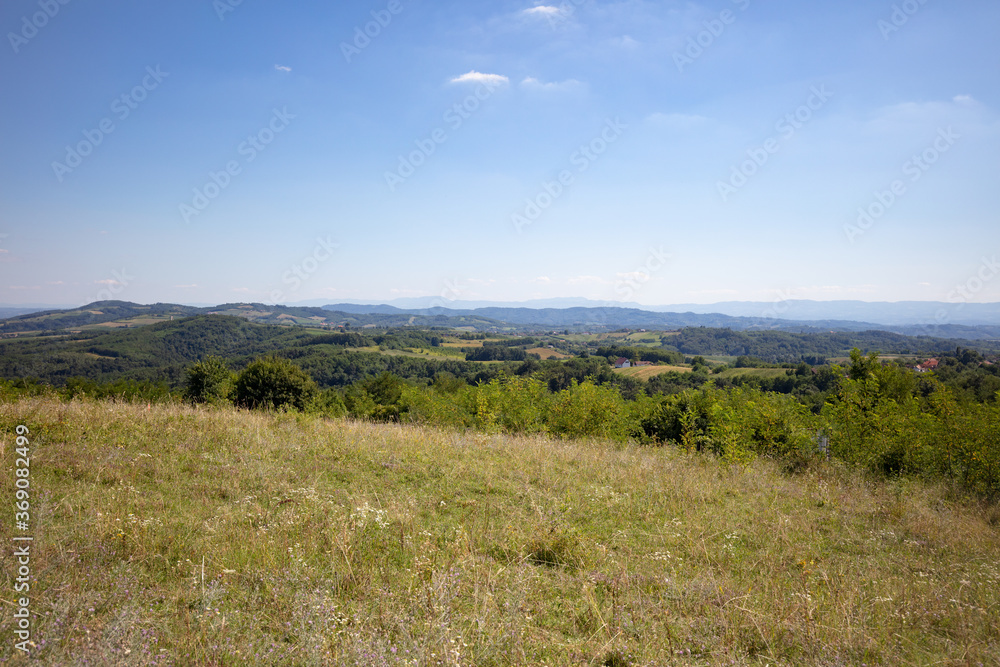 landscape with blue sky, photo taken near Cer Mountain, Sabac, Serbia