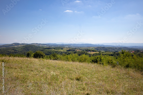 Obraz na płótnie landscape with blue sky, photo taken near Cer Mountain, Sabac, Serbia w salonie