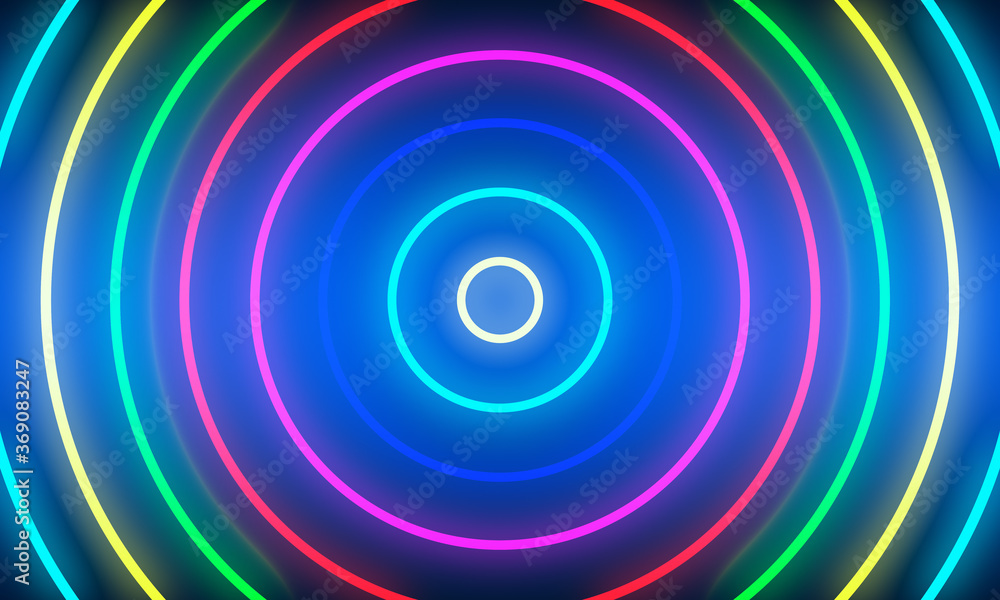 Abstract colorful neon light circles background. Abstract colorful neon light circles background.