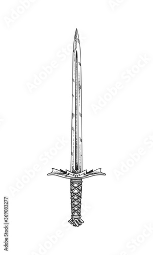 Medieval Sword. Hand Drawn Vector Illustration