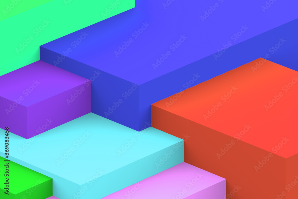 Obraz premium Abstract geometric cubic colorful background. isometric 3d render.