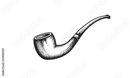 Smoking Tobacco Pipe. Hand Drawn Vector Illustration