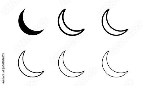 black crescent shape vector concept with white background