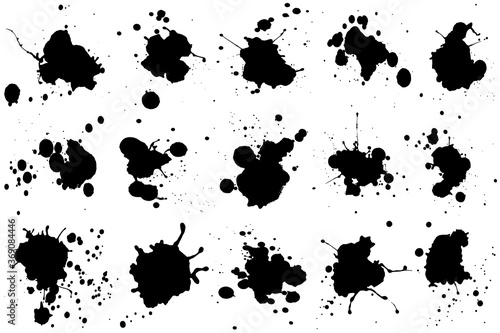 Vector paint blots set. Paint splatter pattern.