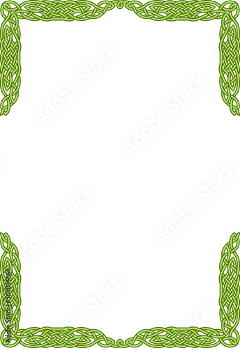 Rectangular green frame with celtic pattern.