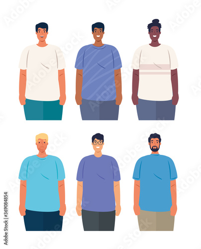 multiethnic men group together, diversity and multiculturalism concept