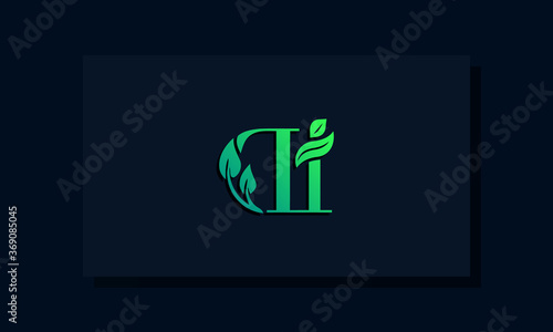 Minimal leaf style Initial DI logo