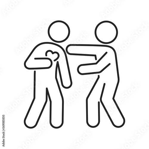 Heart attack black line icon. Health problem. Isolated vector element. Outline pictogram for web page, mobile app, promo.