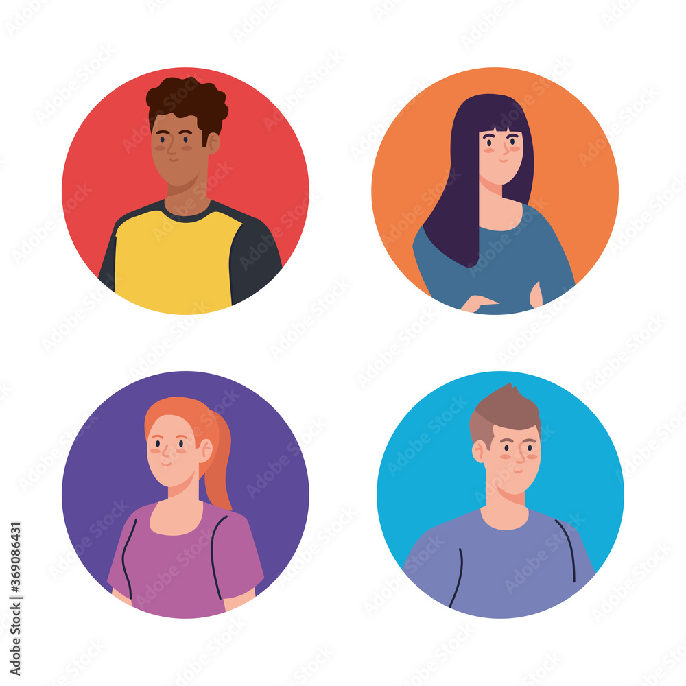 group young people, women and man in circle group young people, women and man in circle