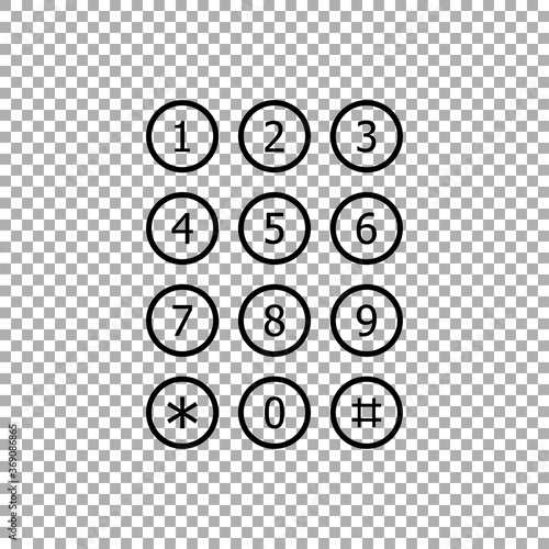 Keyboard number telephone. Keypad number icon vector isolated on transparent background