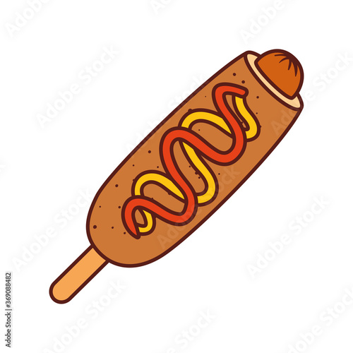 fast food corn dog on white background