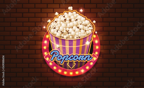 light sign popcorn brickwall background
