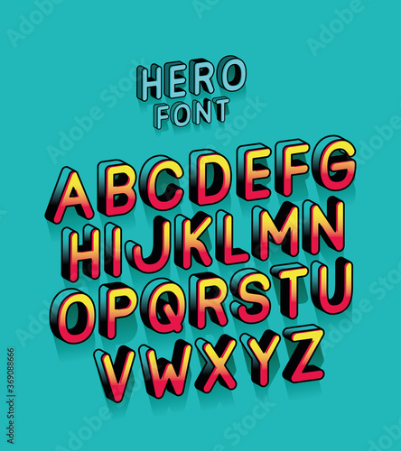 super hero font and alphabet design, typography retro and comic theme Vector illustration
