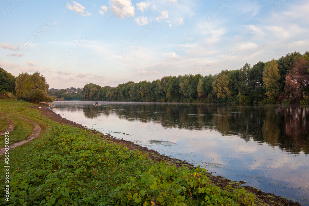 View early in the morning of the Desna River near the ancient town of Novgorod-Seversk, Ukraine