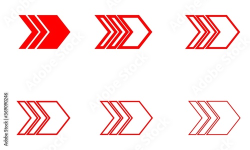 red next arrow icons vector concept with white background