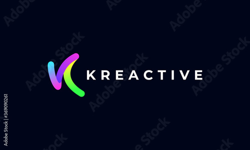 illustration vector graphic logo designs. pictogram, monogram logo letter K with colorful style