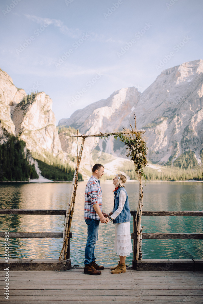 Wedding ceremony for two in mountain Wedding ceremony for two in mountain
