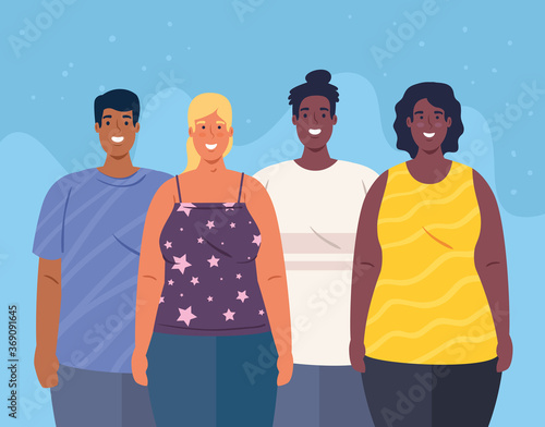 multiethnic group of people together, women and men diversity and multiculturalism concept