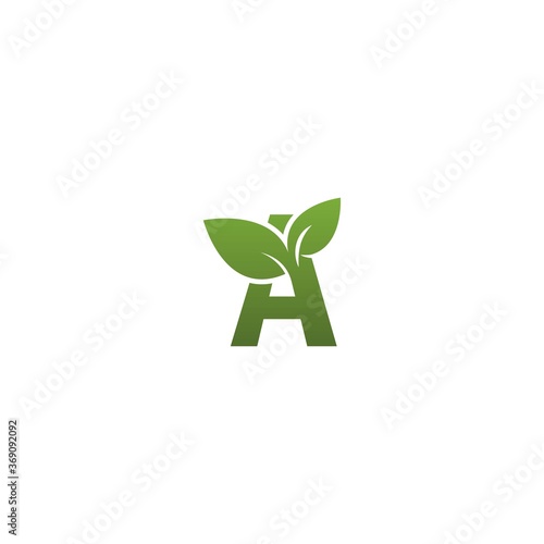  Letter A With green Leaf Symbol Logo