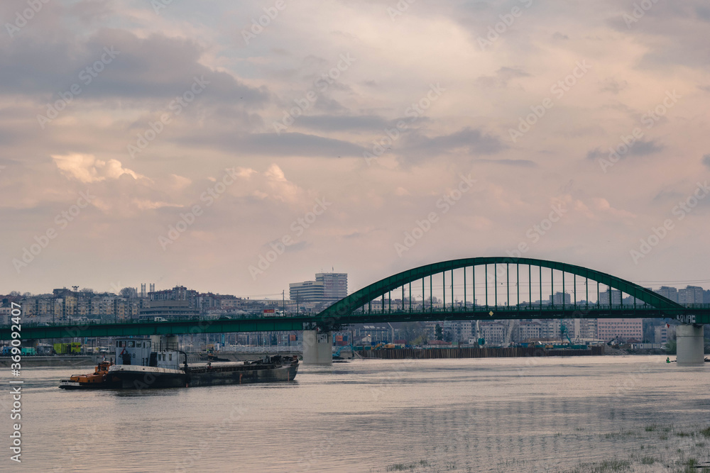 Old Railway Bridge over river Sava in Belgrade, Serbia