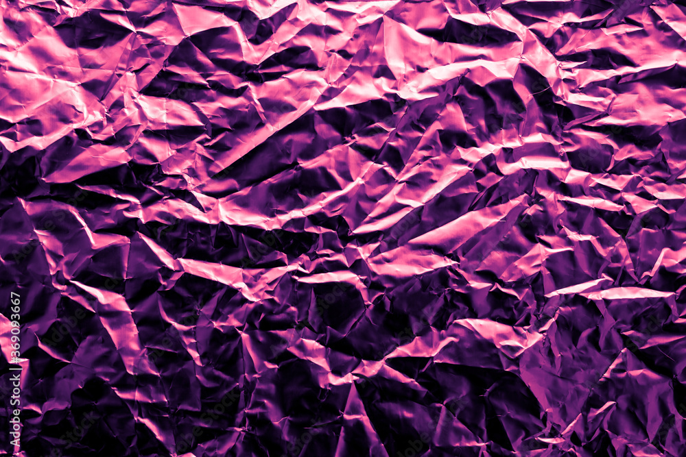 Obraz premium Shiny purple foil texture background, violet aluminium 