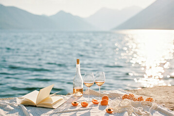rose wine and apricots